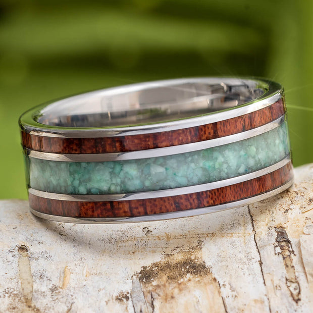 Bubinga and Chrysocolla Wedding Band