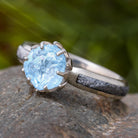 Aquamarine Engagement Ring with Meteorite
