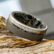 Meteorite and Mokume Gane Wedding Band with Sandblasted Titanium