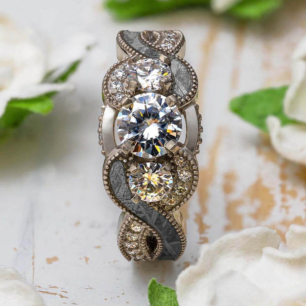 Meteorite and Moissanite Engagement