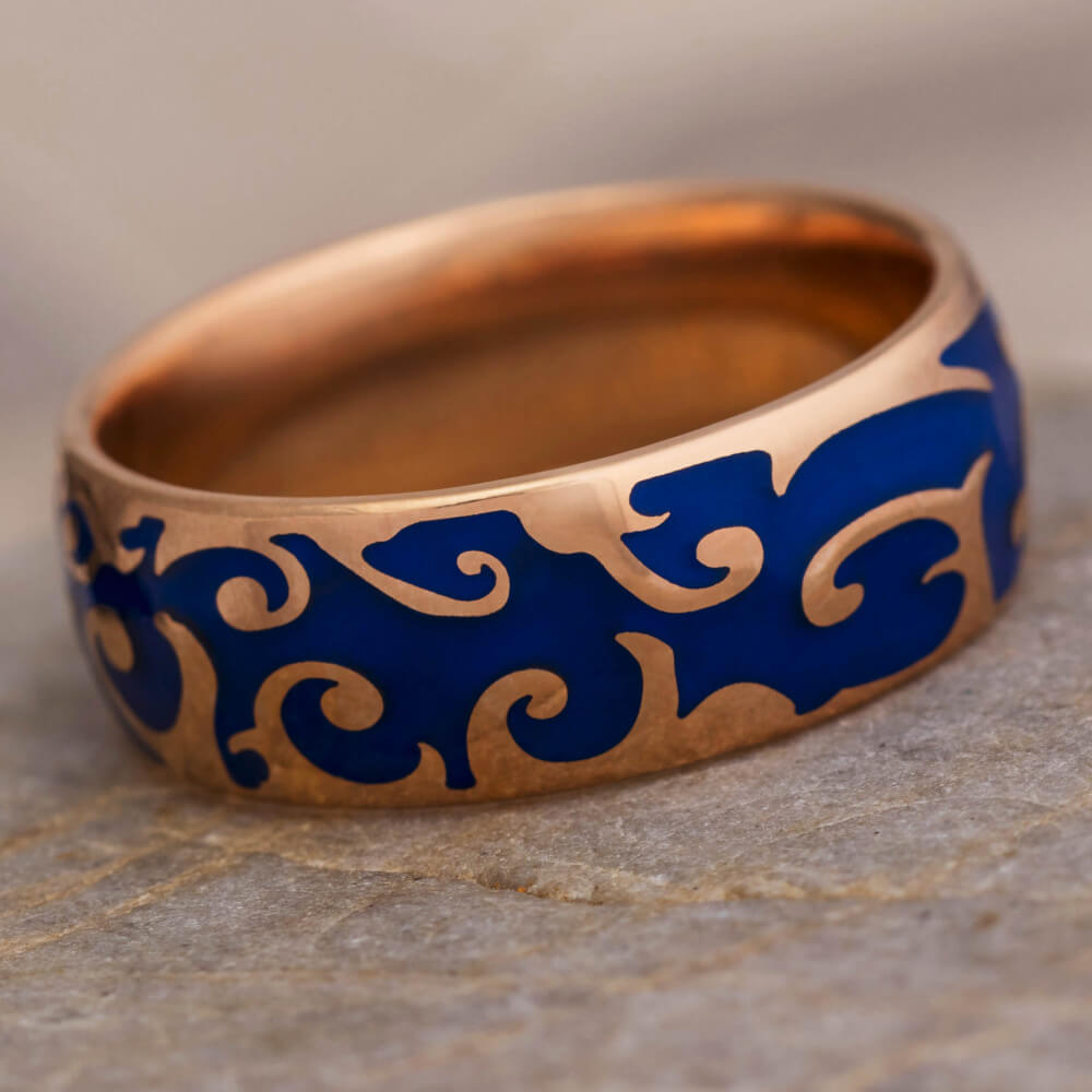 Blue and Rose Gold Wedding Band