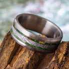 Green Wood & Meteorite Ring