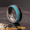 Vinyl Record Ring with Guitar String and Turquoise-3886 - Jewelry by Johan