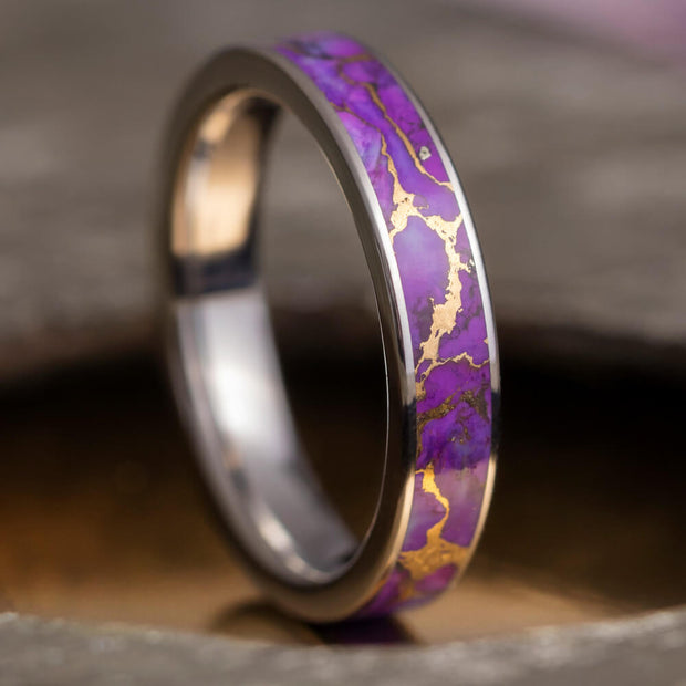Lava Turquoise Wedding Band in Titanium