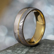 Meteorite Ring with Yellow Gold Pinstripe