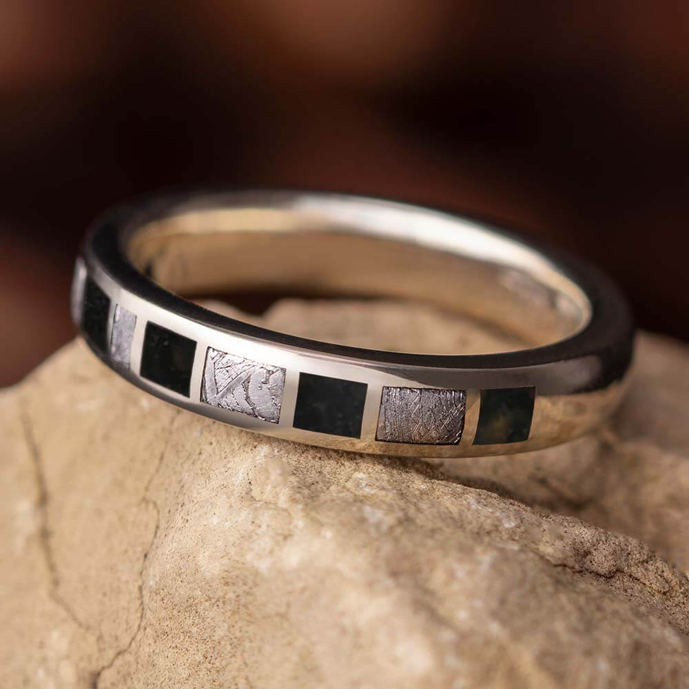 Meteorite and Dinosaur Bone Ring