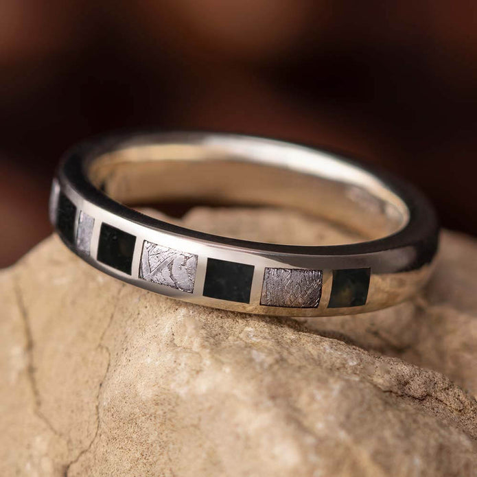 Meteorite and Dinosaur Bone Ring