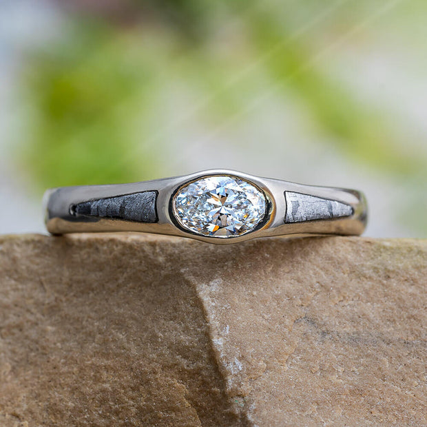 Platinum Engagement Ring with Meteorite