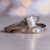 White Gold Meteorite and Moissanite Bridal Set