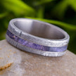 Meteorite and Purple Box Elder Burl Wedding Band