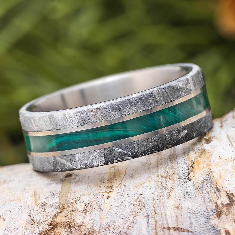 Malachite and Meteorite Men’s Wedding Band | Jewelry By Johan