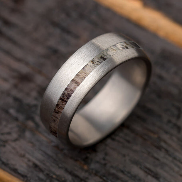 Deer Antler Men's Wedding Band In Brushed Titanium-4225 - Jewelry by Johan