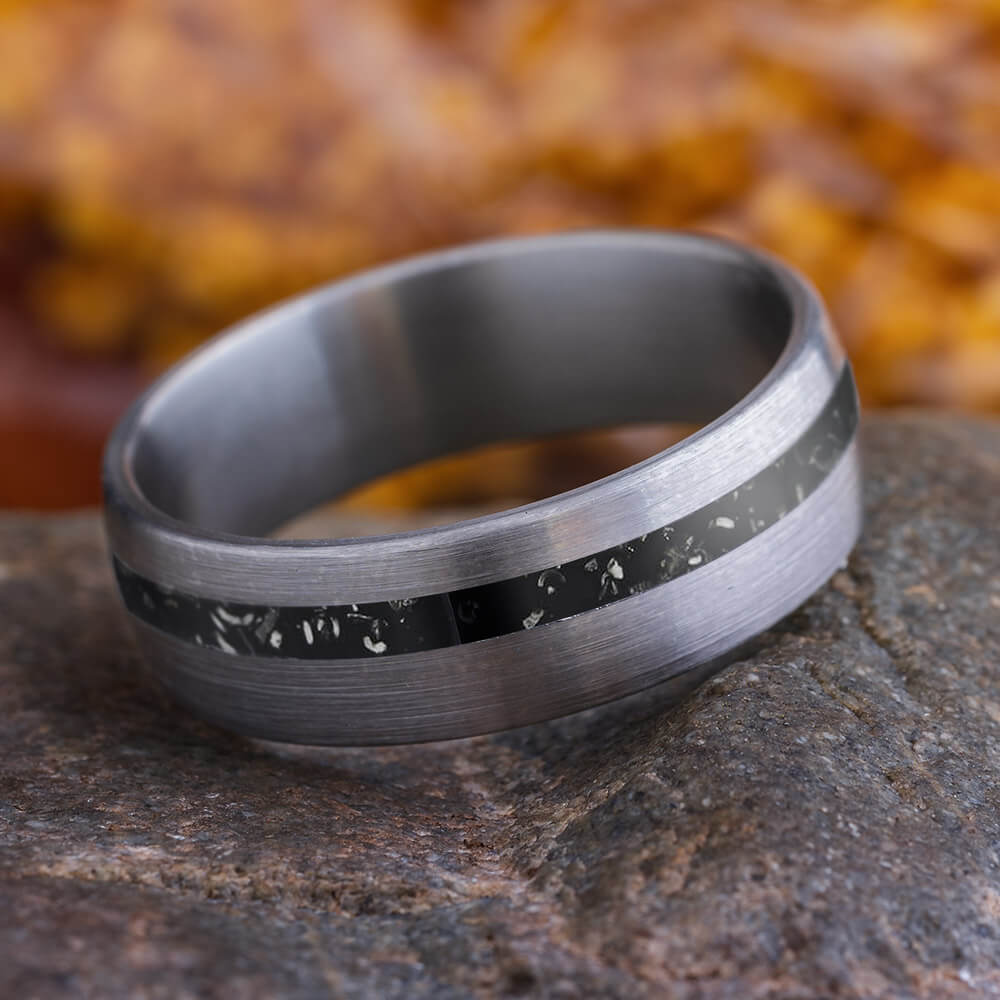 Mens wedding deals bands brushed titanium