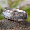 Deer Antler and Meteorite Wedding Band for Men