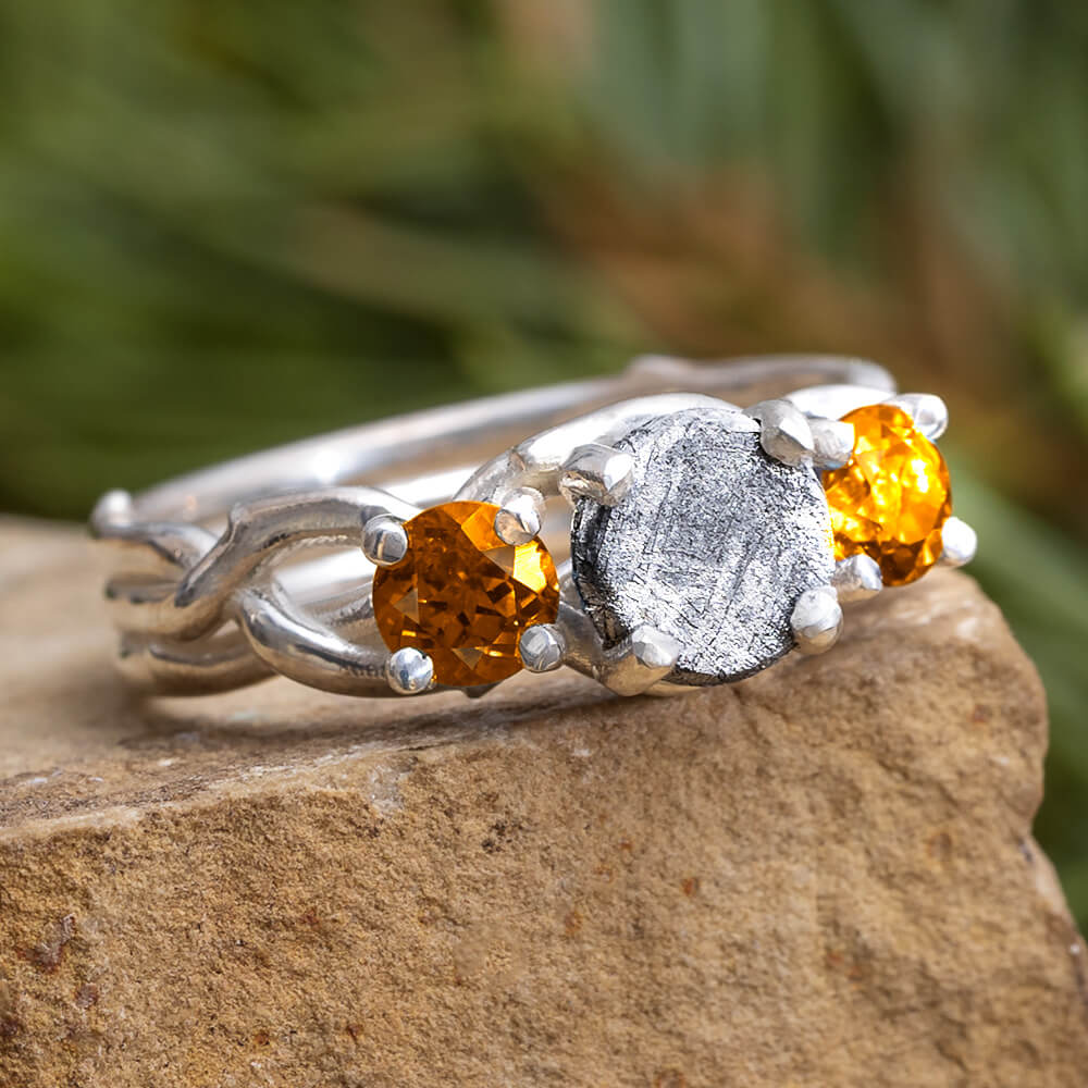 Citrine Engagement Ring with Meteorite