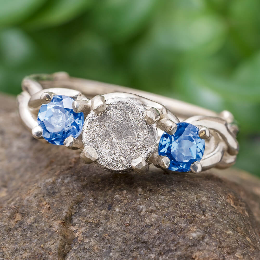 Tanzanite Engagement Ring with Meteroite