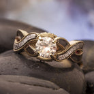 Meteorite and Dinosaur Bone Engagement Ring in White Gold-4284 - Jewelry by Johan