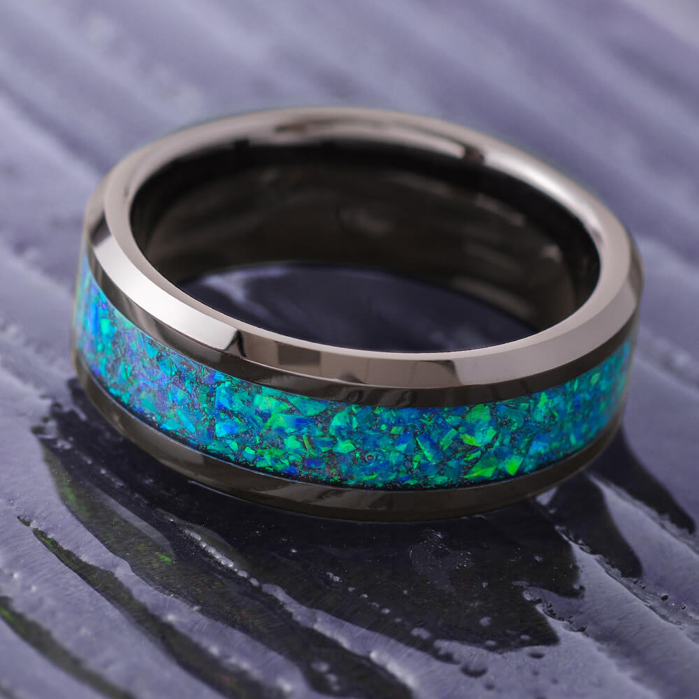 Blue Opal Wedding Band