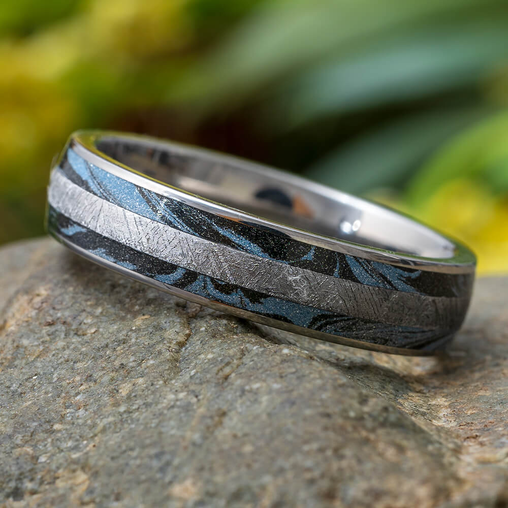 Meteorite and Mokume Wedding Band