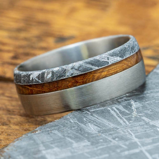 Meteorite and Whiskey Barrel Ring