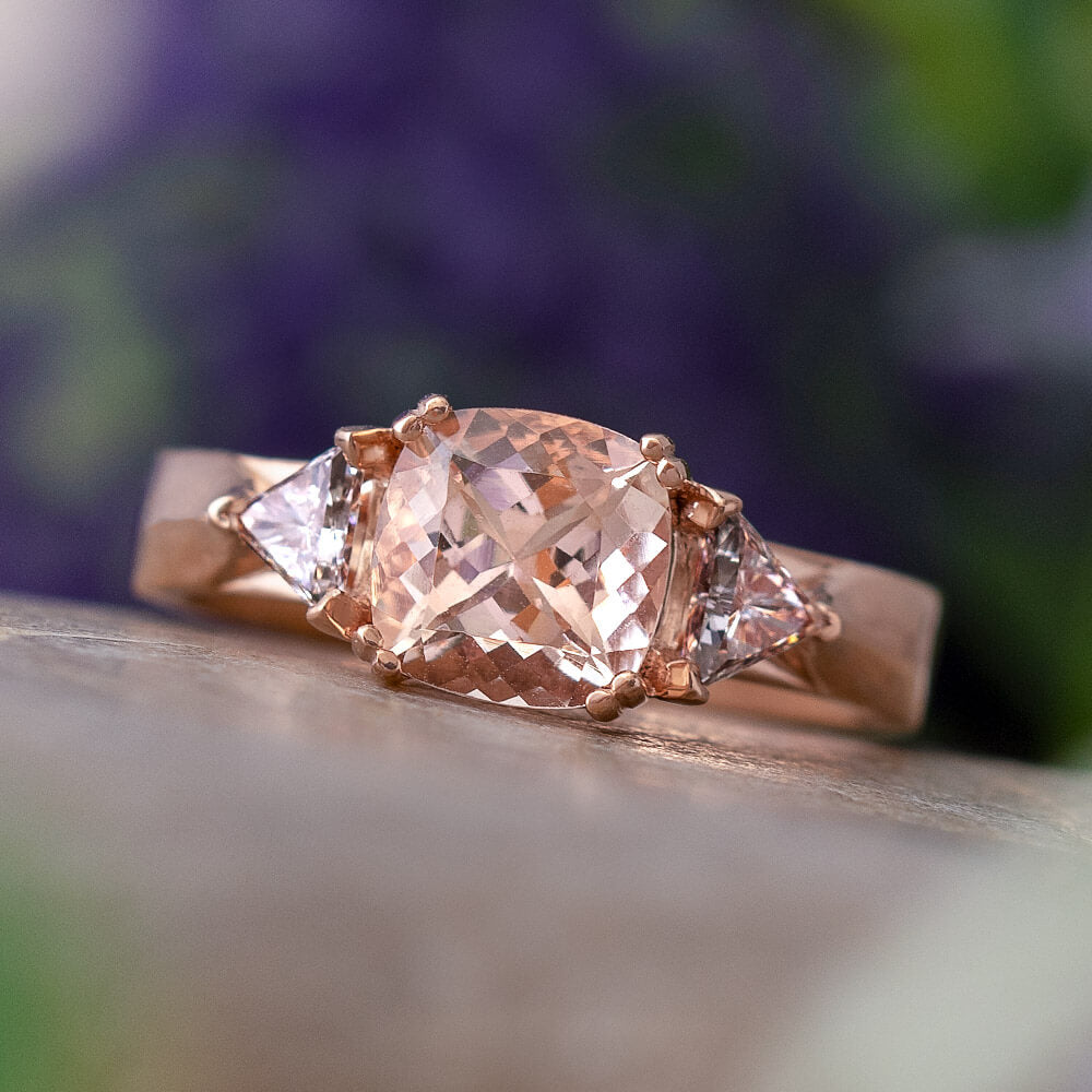 14k Rose Gold Elongated Oval Cut Pink Morganite Diamond Engagement Rin –  Brilliant Facets