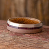 Sandblasted Rose Gold Wedding Band with Whiskey Oak-4424 - Jewelry by Johan
