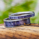 Purple Wood Wedding Ring Set