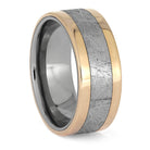 Meteorite Wedding Band with Rose Gold Accents