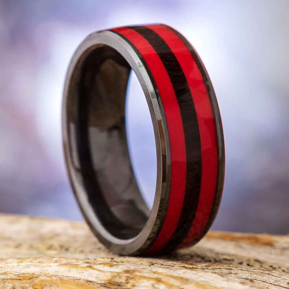 Red and Black Wedding Band