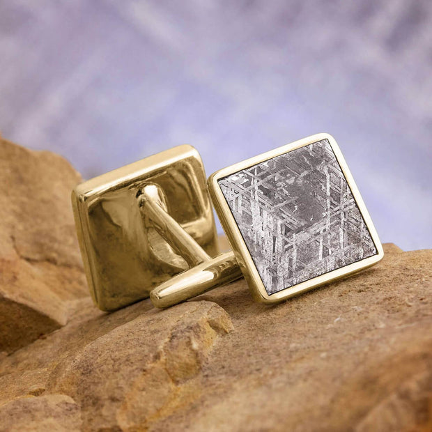White Gold and Meteorite Cufflinks