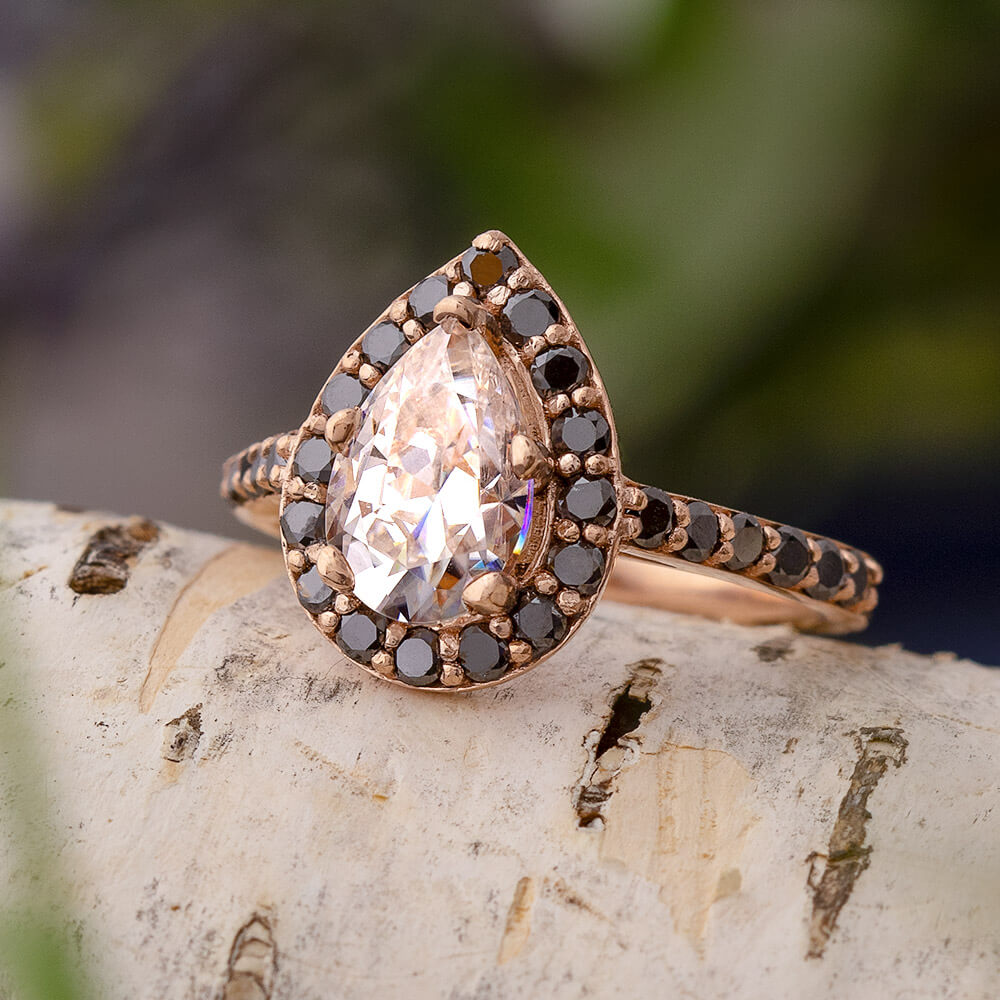 Oval Diamond Engagement Ring with Fancy Cut Diamond Halo - Abhika Jewels