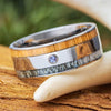 Oak and Antler Wedding Band with Alexandrite