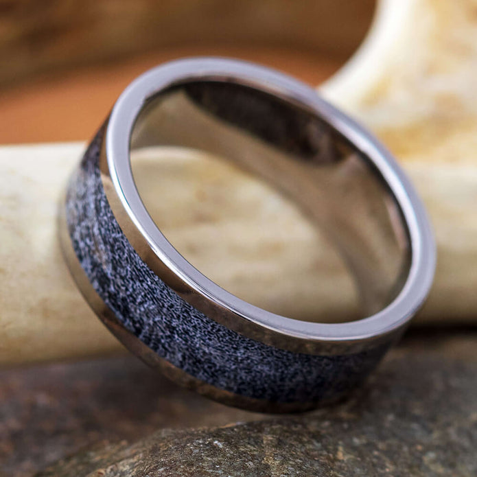 Black Deer Antler Wedding Band