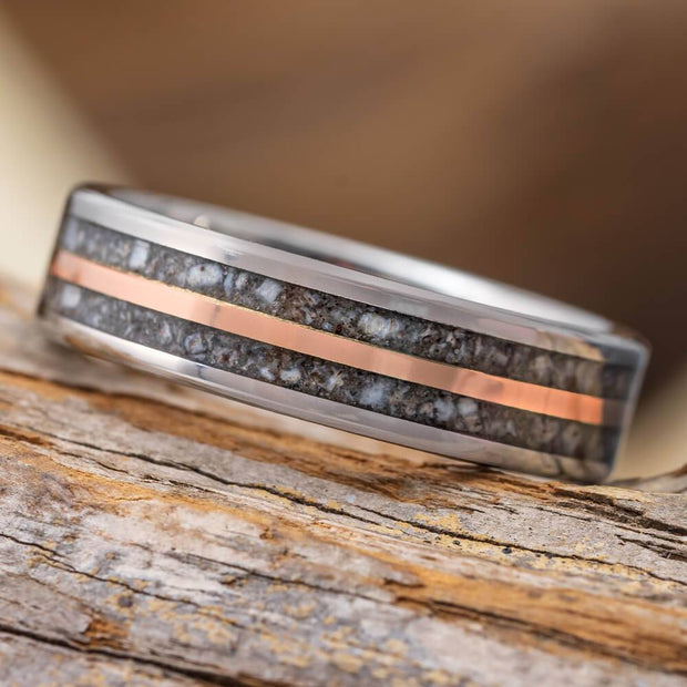 Rose Gold Pinstripe Antler Ring