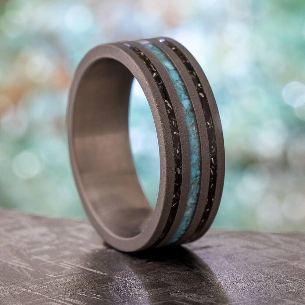Turquoise and Stardust Wedding Band