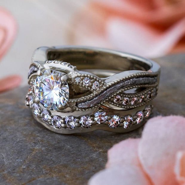 Meteorite Bridal Set with Moissanites