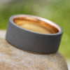 Sandblasted Titanium Wedding Band with Rose Gold Sleeve