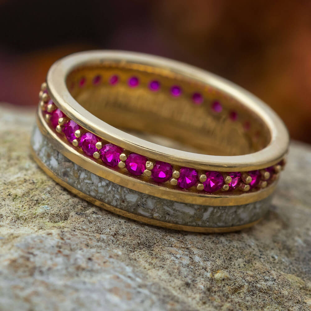 Yellow Gold Memorial Ring with Rubies
