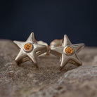 November Birthstone Gold Star Earrings with Citrine