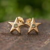 Moldavite Star Stud Earrings In Yellow, White or Rose Gold-4650ML - Jewelry by Johan