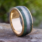 Meteorite and Green Jade Wedding Band