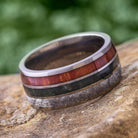 Meteorite and Jade Ring with Koa Wood
