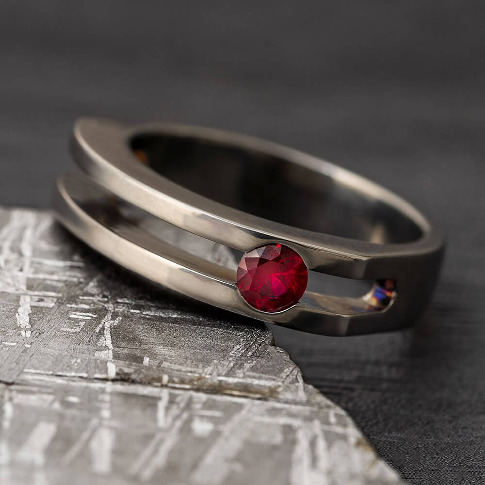Ruby Ring in Titanium