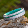 Meteorite and Green Wood Wedding Band