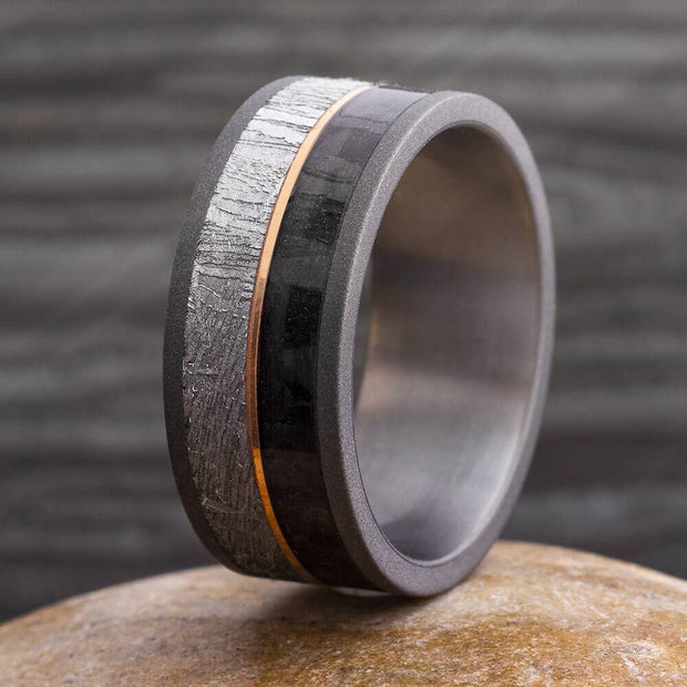 Carbon Fiber and Meteorite Wedding Band