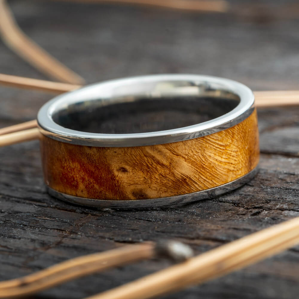 Handmade Olive Burl Wood Wedding Band for Men-4725 - Jewelry by Johan