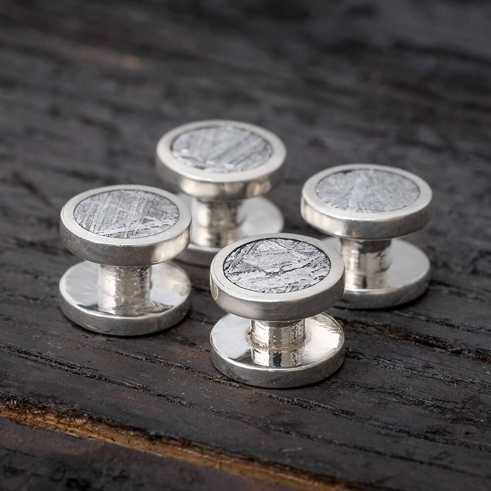 sterling silver dress studs Authentic Meteorite Shirt Studs, Gift for Groom
