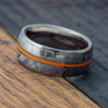 Orange Pinstripe Wedding Band with Meteorite
