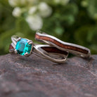 White Gold Emerald Bridal Set with Wood Inlay
