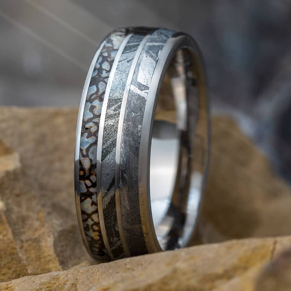 Meteorite and Mokume Gane Wedding Band